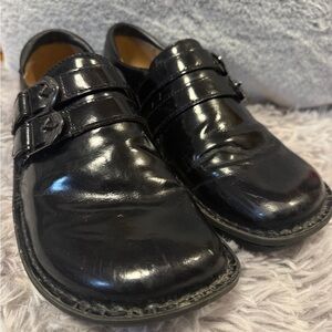 Alegria Double Buckle Black Patent Leather Size 38